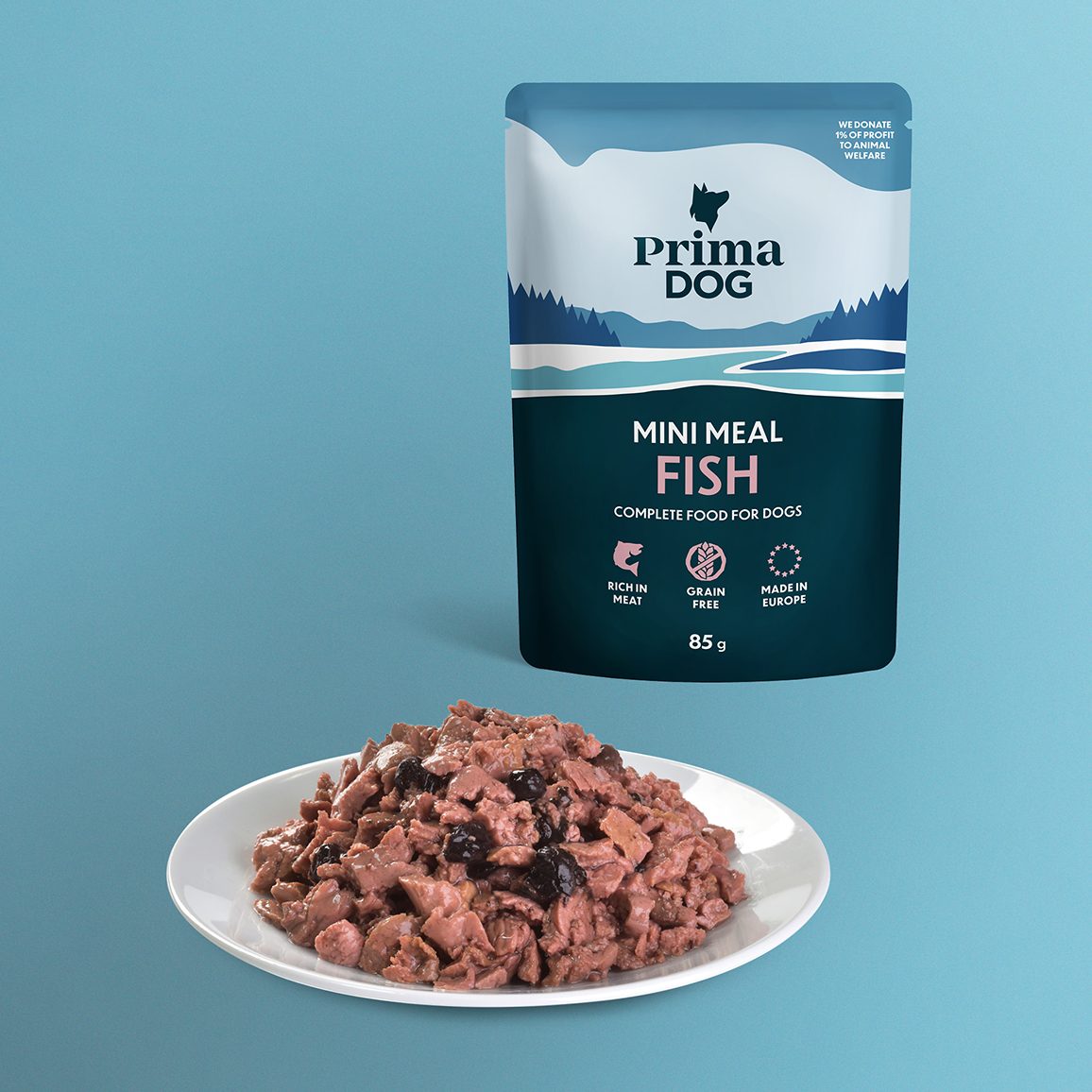 PrimaDog Hondenvoer Mini Meal vis 85 gram - natvoer voor honden