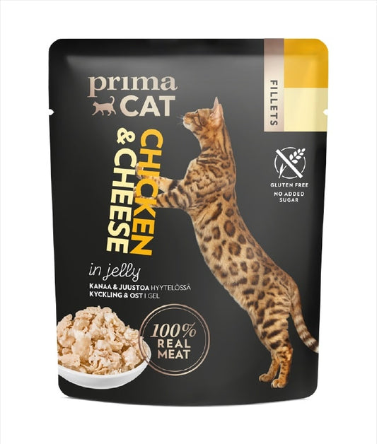 PrimaCat kattenvoer filets Kip met kaas in gelei 24 x 50 gram