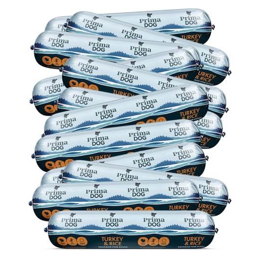 PrimaDog Hondenworst Kalkoen & Rijst 12st/9.6kg (Doos)