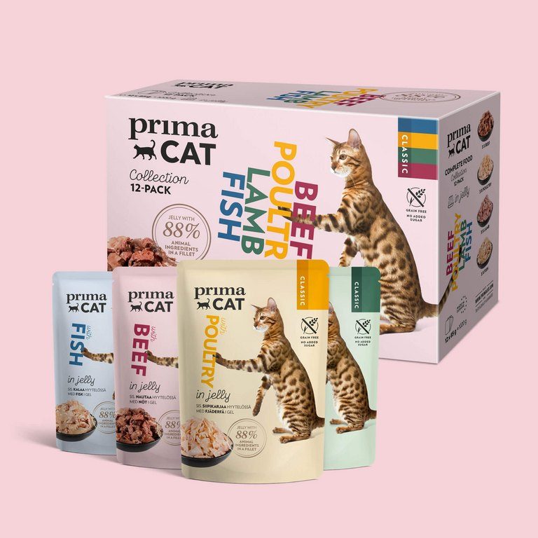 PrimaCat voordeelpakket natvoer in gelei 12 x 85 gram