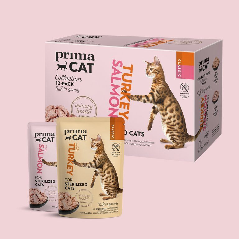 PrimaCat voordeelpakket natvoer voor gesteriliseerde katten 12 x 85 gram