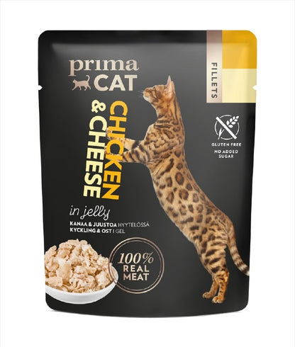 PrimaCat kattenvoer filets Kip met kaas in gelei 24 x 50 gram