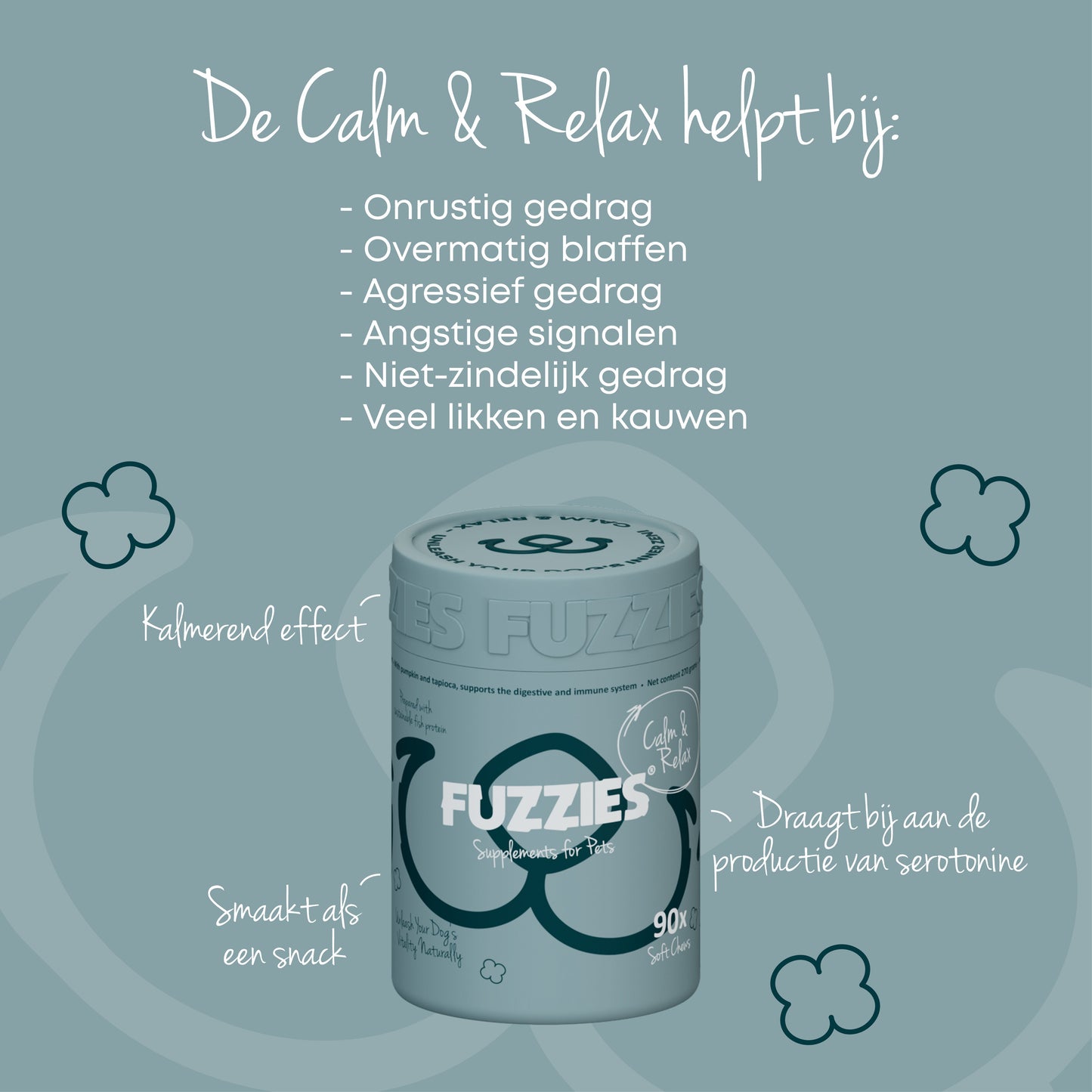 Fuzzies Calm & Relax - Supplement voor hond - 90st