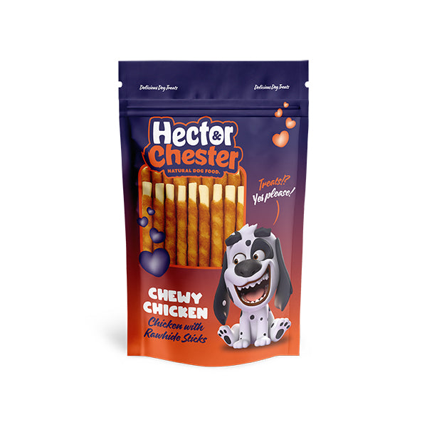 Hector&Chester Kip met Runderhuid Sticks | 150g