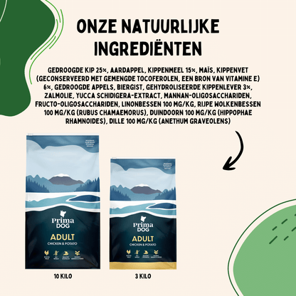 Hondenbrokken Kip&Aardappel adult ingrediënten