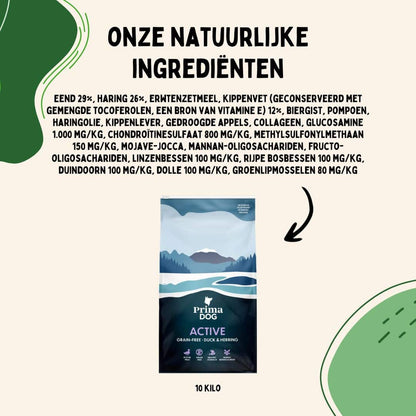 PrimaDog hondenvoer eend & haring 10 kilo adult graanvrij