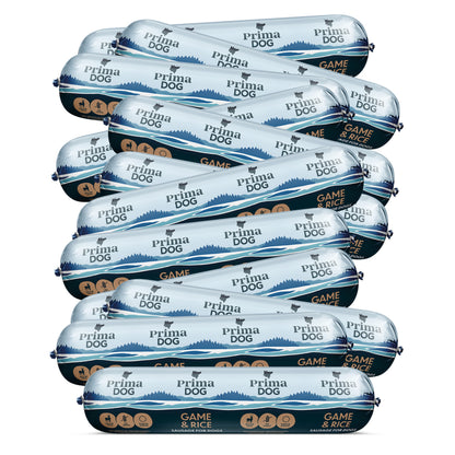 PrimaDog dog sausage Wild Game & Rice 12pcs/9.6kg (Box)