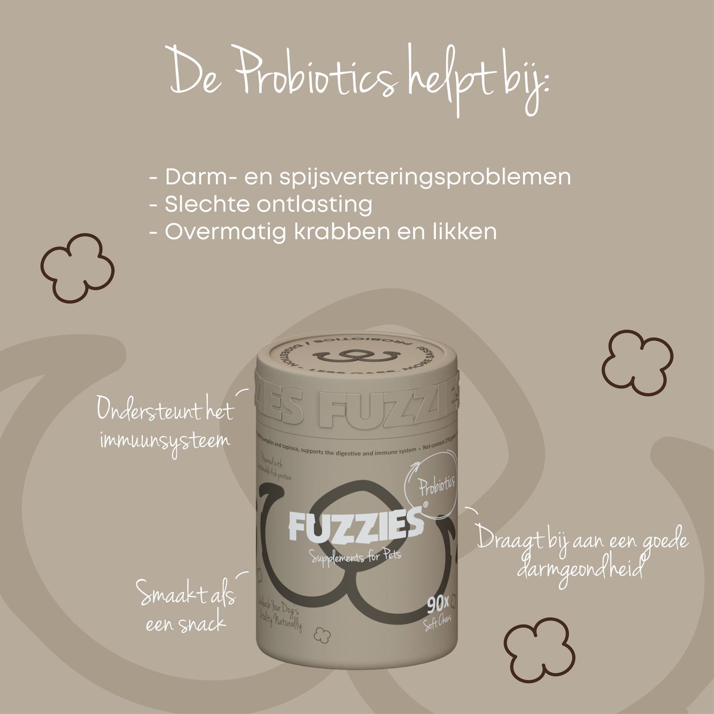 Fuzzies darm Probiotics - Supplement voor hond - 90st