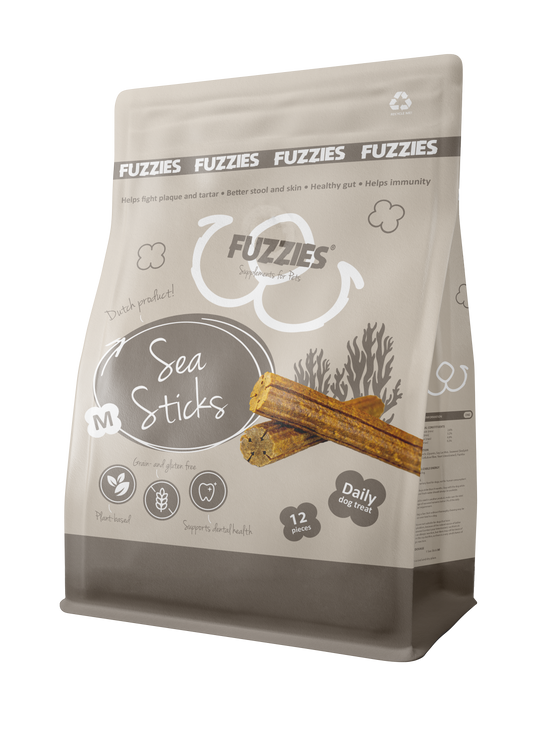 Fuzzies Suppelement Hond | Sea Sticks Maat M - Ø 2cm x 12.5cm lang