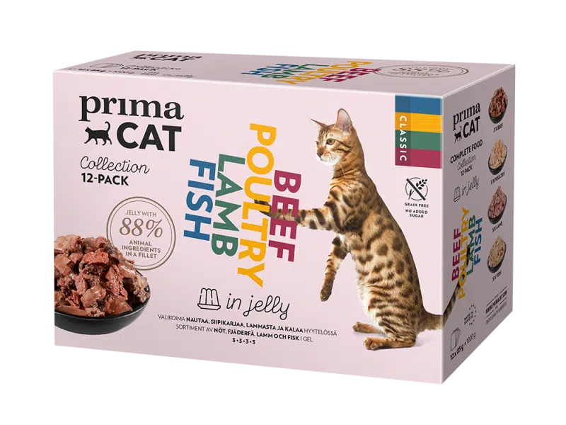 PrimaCat voordeelpakket natvoer in gelei 12 x 85 gram
