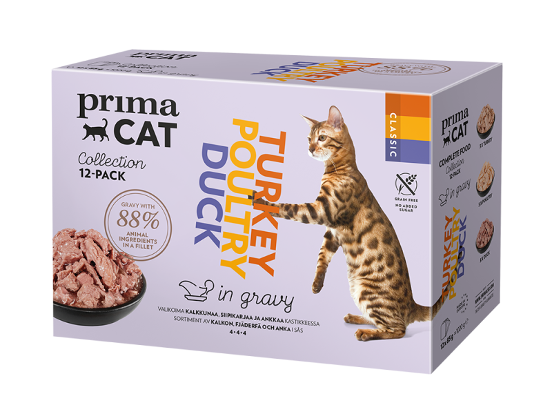 PrimaCat voordeelpakket natvoer gevogelte 12 x 85 gram